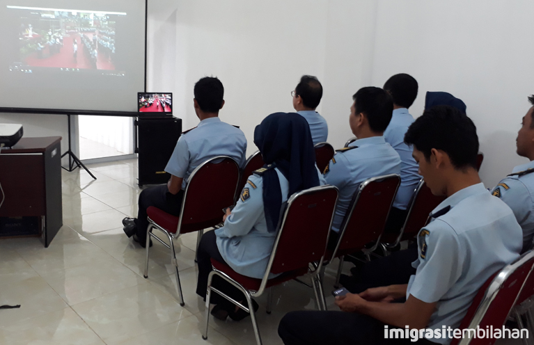 Kantor Imigrasi Tembilahan Ikuti Apel Pagi Pegawai dan Deklarasi Janji Kinerja Tahun 2020 Melalui Me